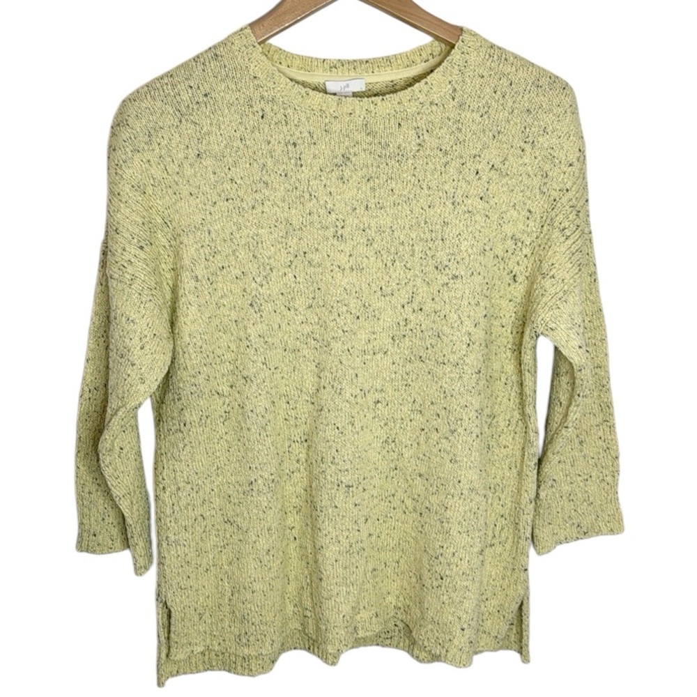 J.Jill yellow textured speckled cotton blend 3/4 sleeve sweater size M